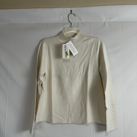 Pendleton Women's Classic Ivory Mock Neck Sweater Silk and Nylon NWT - Size MED - Picture 4 of 11